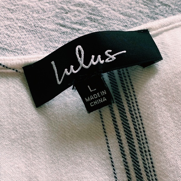 Lulu’s White Striped Short Sleeve V-Neck Romper - Picture 11 of 15